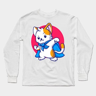 a cute superhero cat Long Sleeve T-Shirt